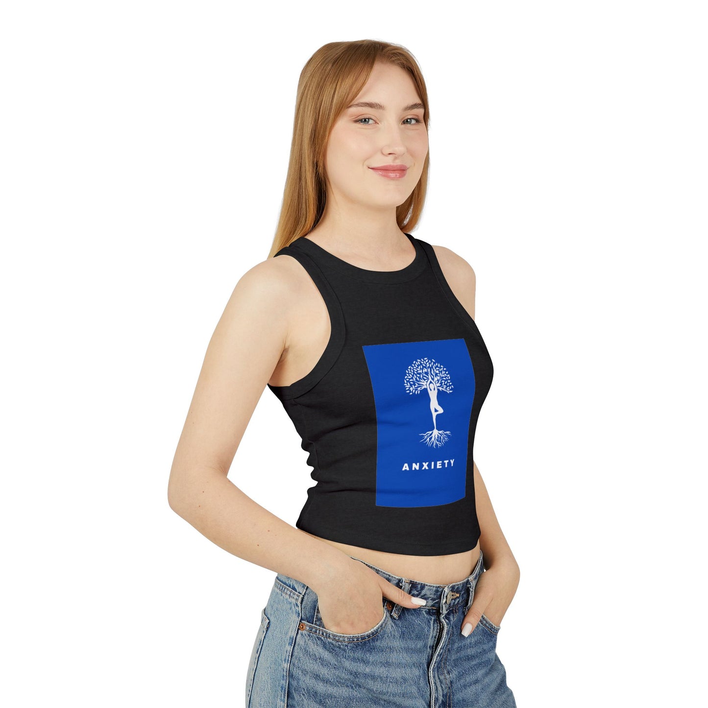 Yoga Tree / Anxiety ~ youPaused ~ Women's Racer Tank Top, Yoga Tank, Gift for Mindfulness,