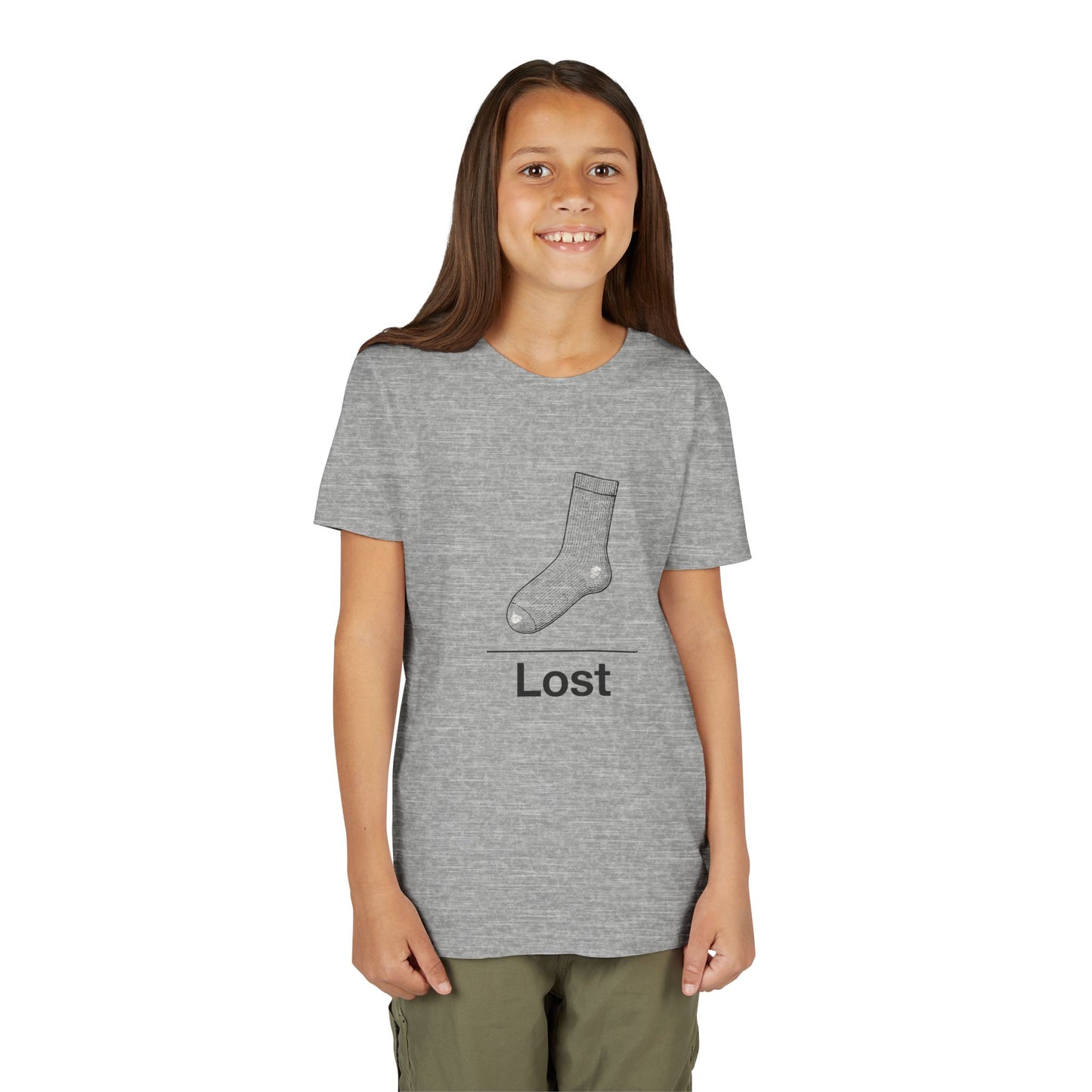 Lost Sock Youth Tee, Fun Gift for Kids, Playful Short Sleeve Shirt, Casual Summer T-Shirt, Unique Birthday Present