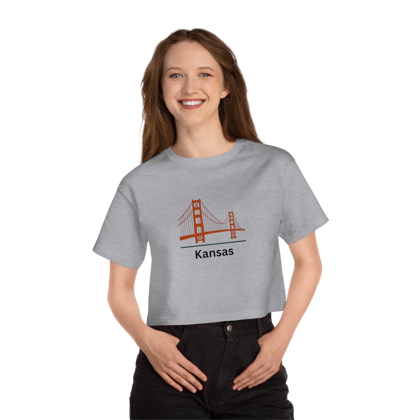 Kansas Bridge Cropped T-Shirt, Chic Summer Tee, Casual Style Top, Unique Gift Idea, Stylish Streetwear