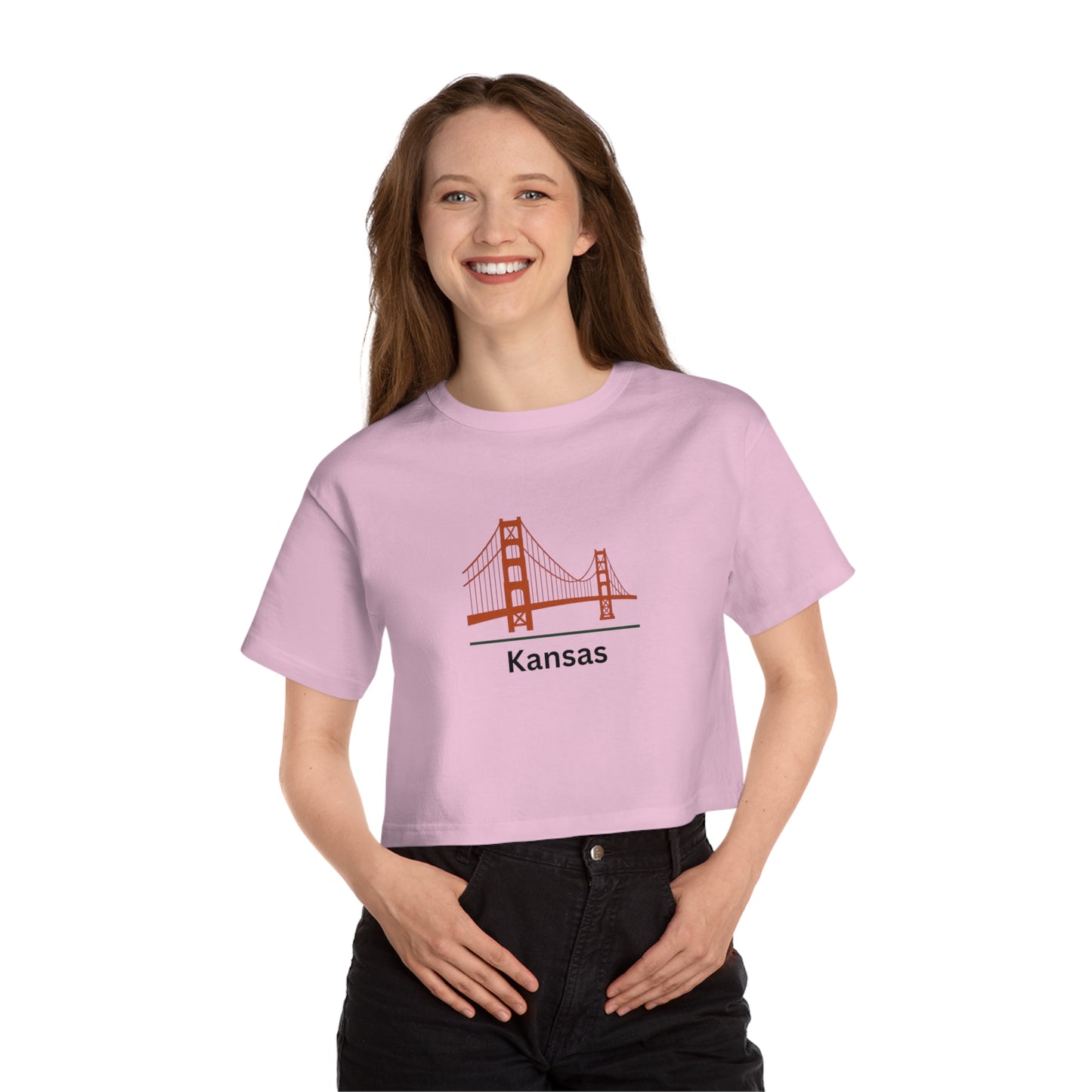 Kansas Bridge Cropped T-Shirt, Chic Summer Tee, Casual Style Top, Unique Gift Idea, Stylish Streetwear