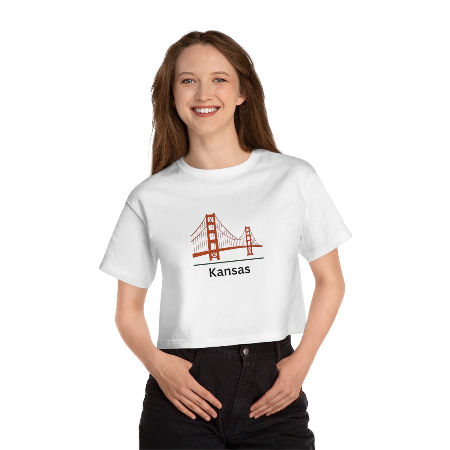 Kansas Bridge Cropped T-Shirt, Chic Summer Tee, Casual Style Top, Unique Gift Idea, Stylish Streetwear