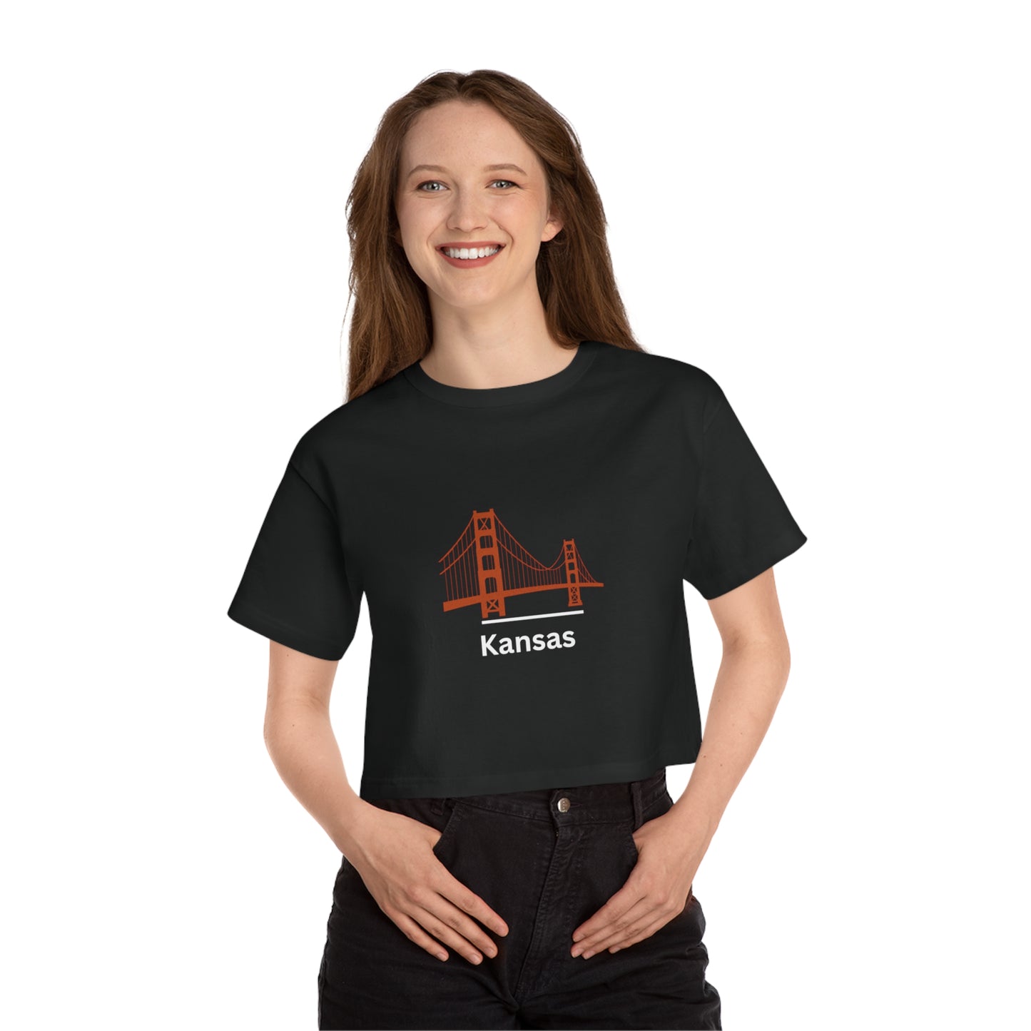 Kansas Bridge Cropped T-Shirt, Chic Summer Tee, Casual Style Top, Unique Gift Idea, Stylish Streetwear