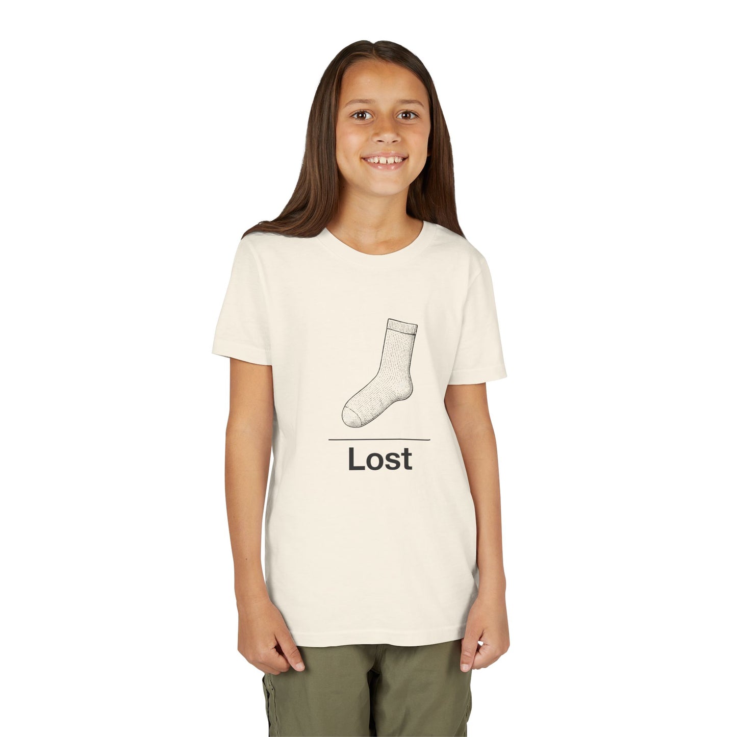 Lost Sock Youth Tee, Fun Gift for Kids, Playful Short Sleeve Shirt, Casual Summer T-Shirt, Unique Birthday Present