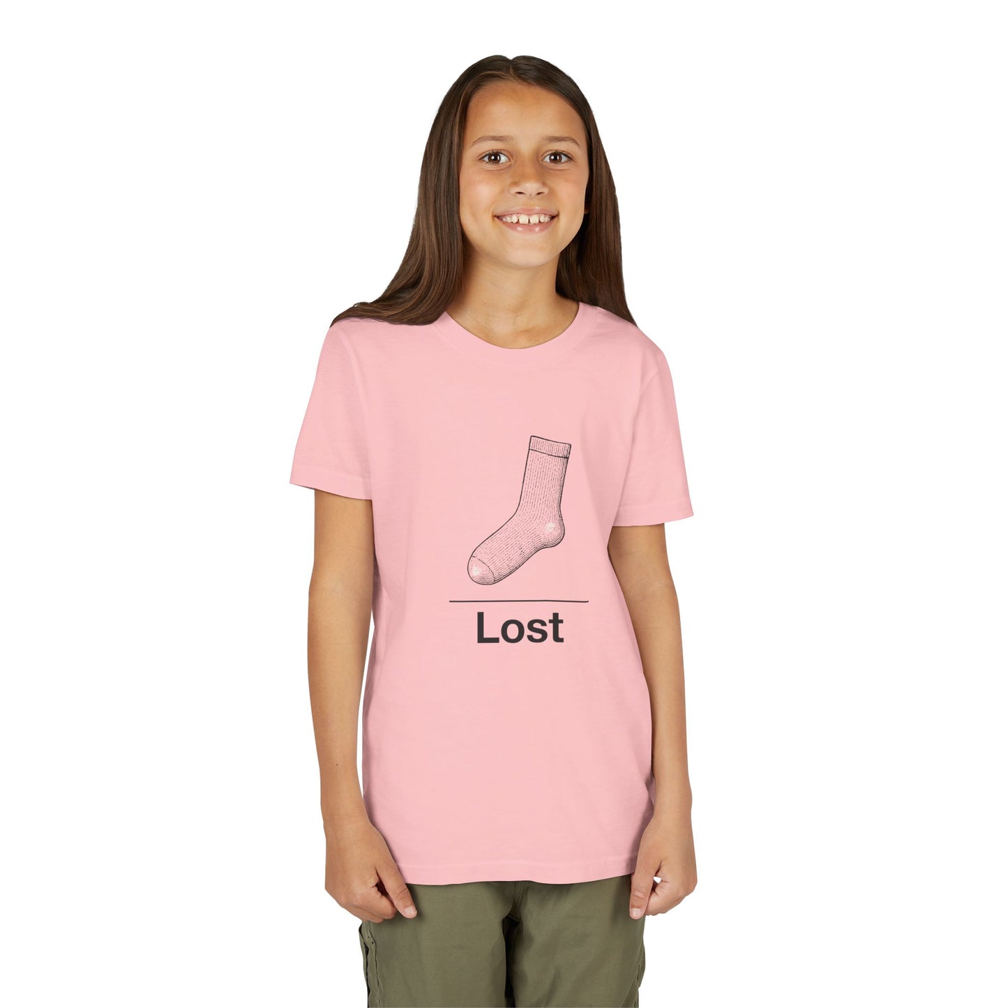 Lost Sock Youth Tee, Fun Gift for Kids, Playful Short Sleeve Shirt, Casual Summer T-Shirt, Unique Birthday Present