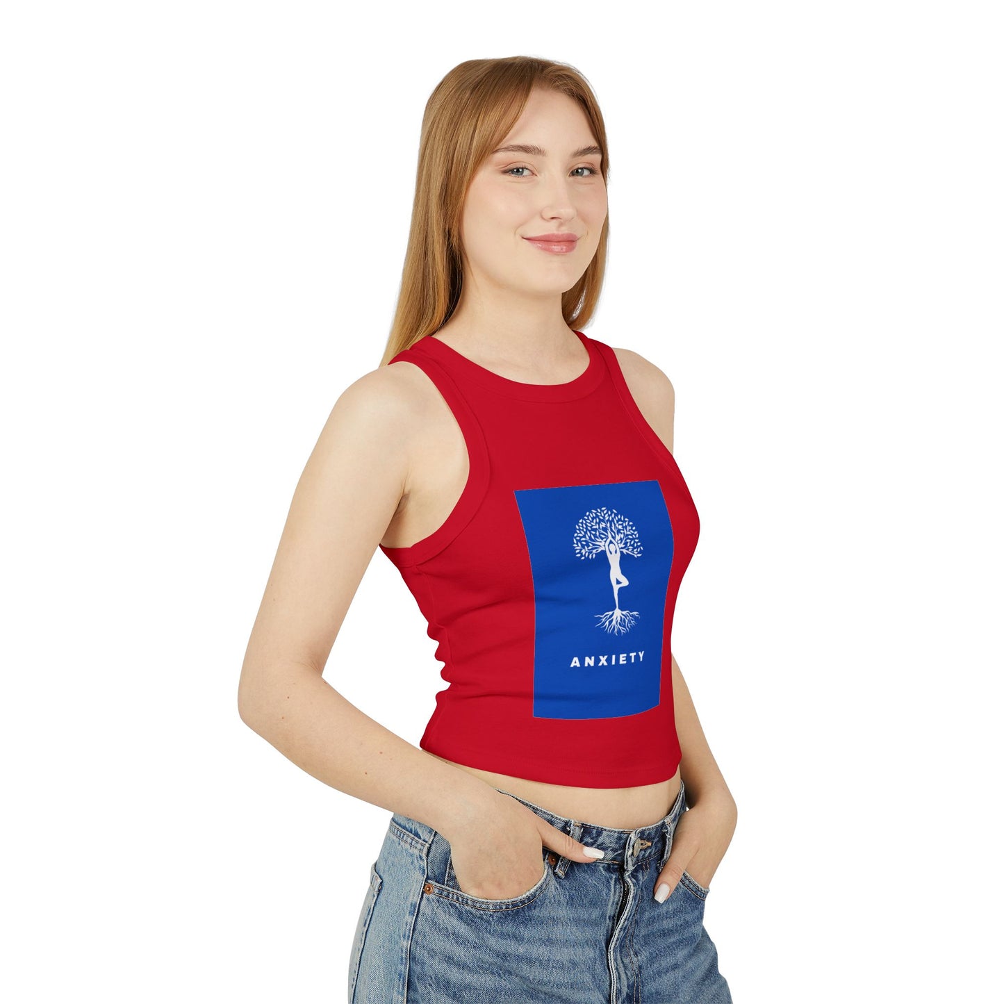 Yoga Tree / Anxiety ~ youPaused ~ Women's Racer Tank Top, Yoga Tank, Gift for Mindfulness,