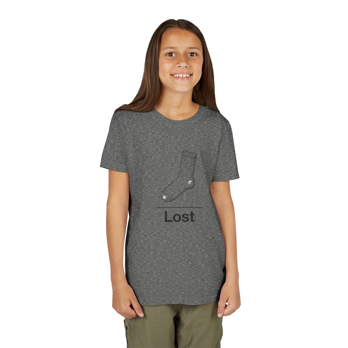 Lost Sock Youth Tee, Fun Gift for Kids, Playful Short Sleeve Shirt, Casual Summer T-Shirt, Unique Birthday Present