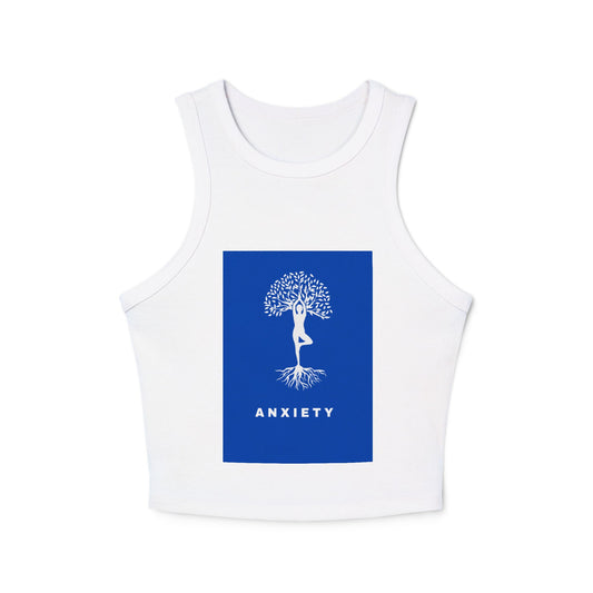 Yoga Tree / Anxiety ~ youPaused ~ Women's Racer Tank Top, Yoga Tank, Gift for Mindfulness,