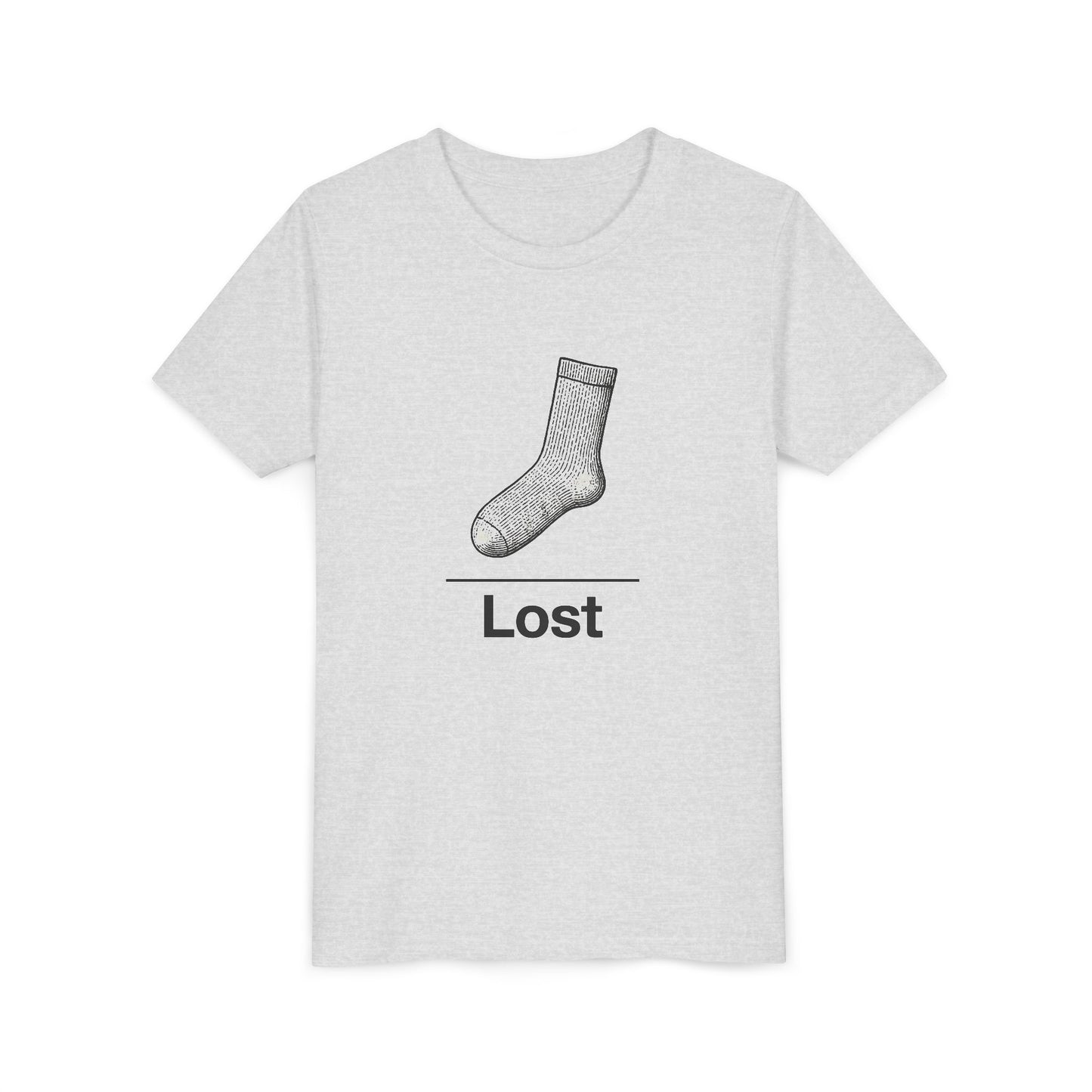 Lost Sock Youth Tee, Fun Gift for Kids, Playful Short Sleeve Shirt, Casual Summer T-Shirt, Unique Birthday Present