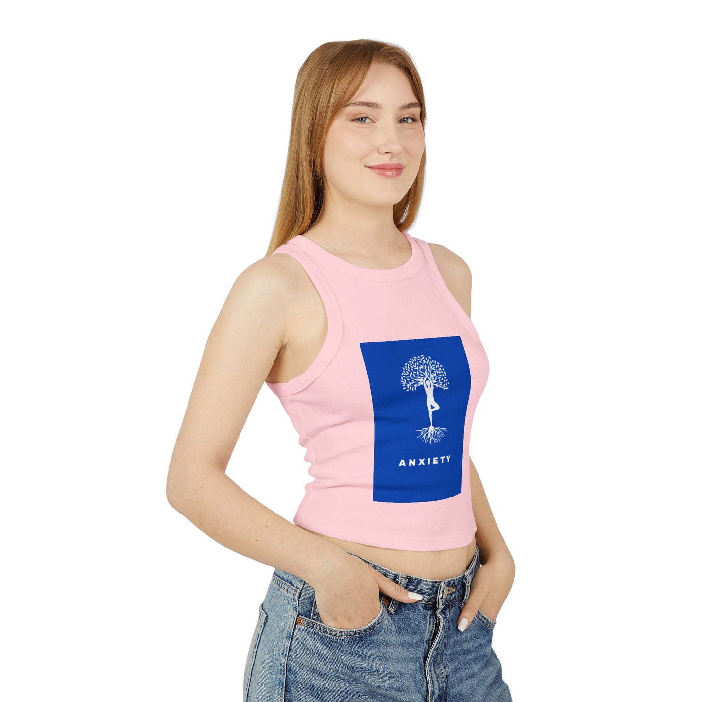 Yoga Tree / Anxiety ~ youPaused ~ Women's Racer Tank Top, Yoga Tank, Gift for Mindfulness,