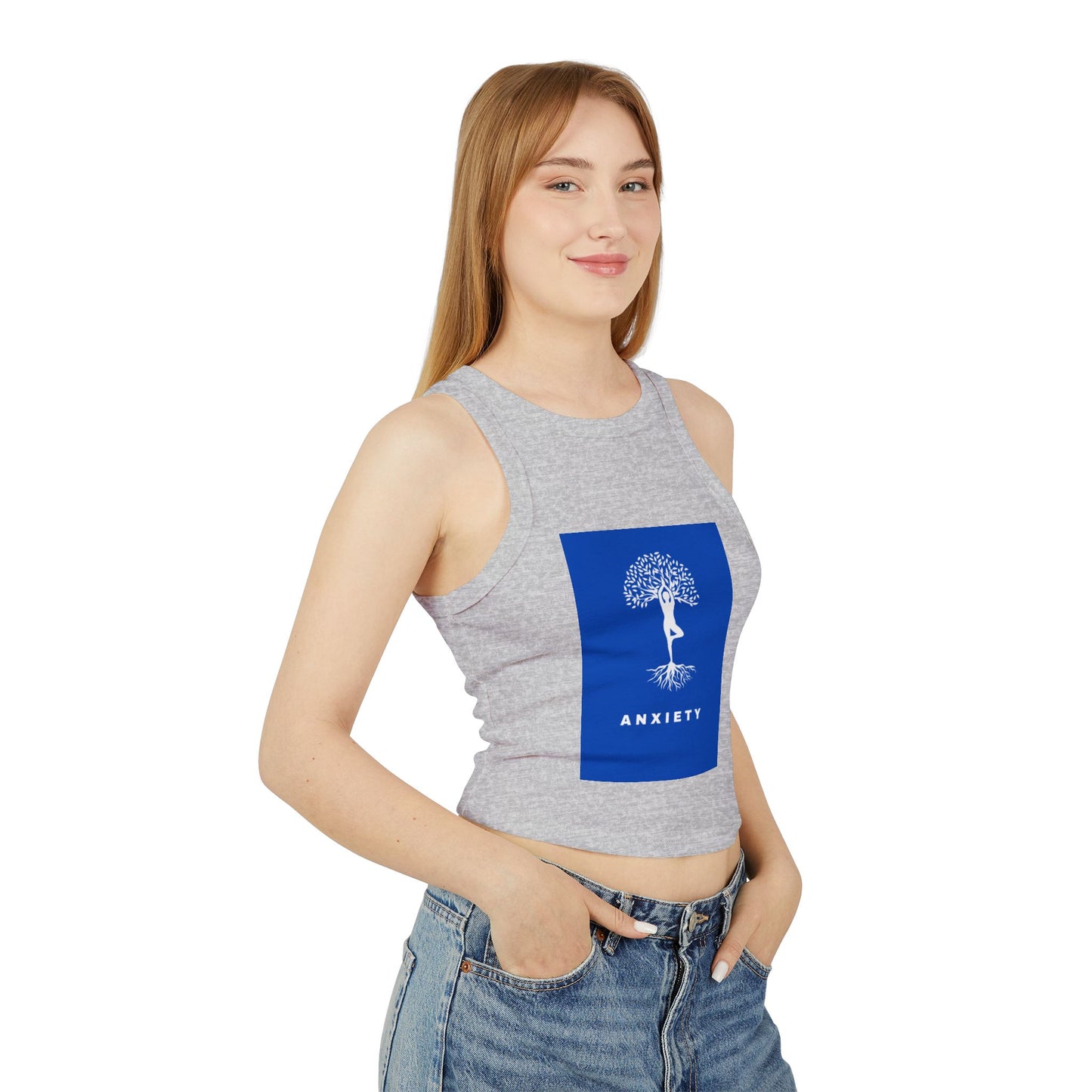 Yoga Tree / Anxiety ~ youPaused ~ Women's Racer Tank Top, Yoga Tank, Gift for Mindfulness,