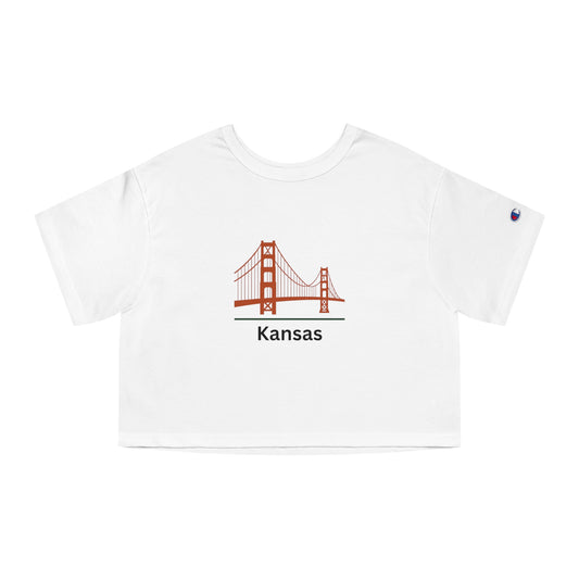 Kansas Bridge Cropped T-Shirt, Chic Summer Tee, Casual Style Top, Unique Gift Idea, Stylish Streetwear
