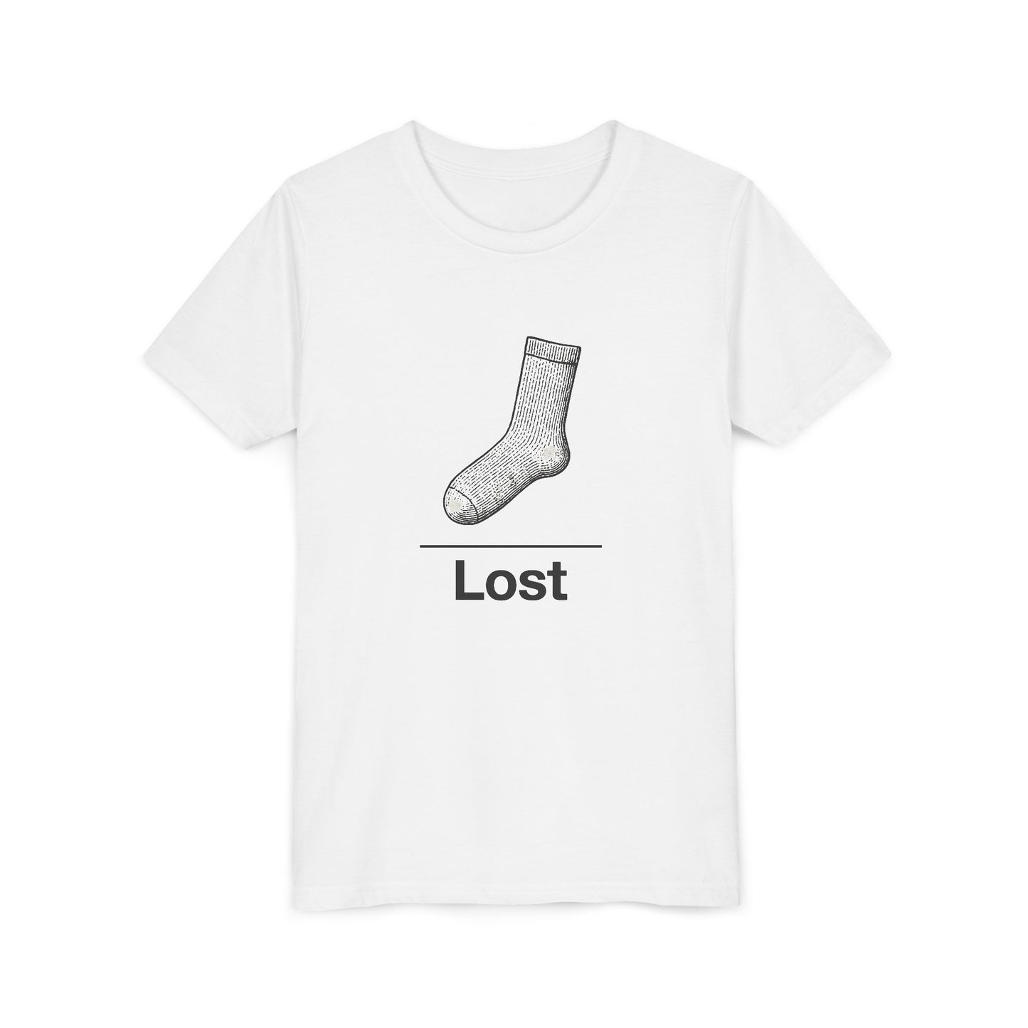 Lost Sock Youth Tee, Fun Gift for Kids, Playful Short Sleeve Shirt, Casual Summer T-Shirt, Unique Birthday Present