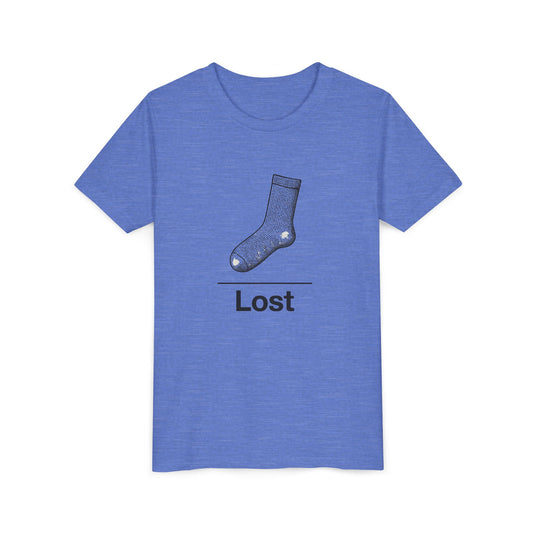 Lost Sock Youth Tee, Fun Gift for Kids, Playful Short Sleeve Shirt, Casual Summer T-Shirt, Unique Birthday Present