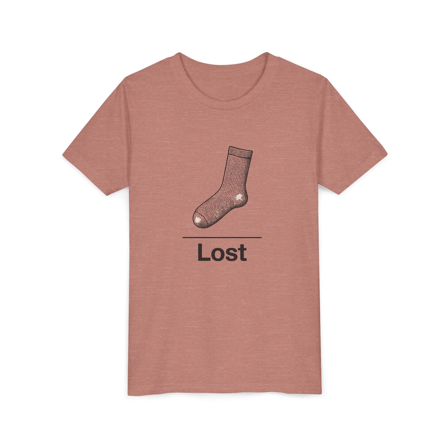Lost Sock Youth Tee, Fun Gift for Kids, Playful Short Sleeve Shirt, Casual Summer T-Shirt, Unique Birthday Present
