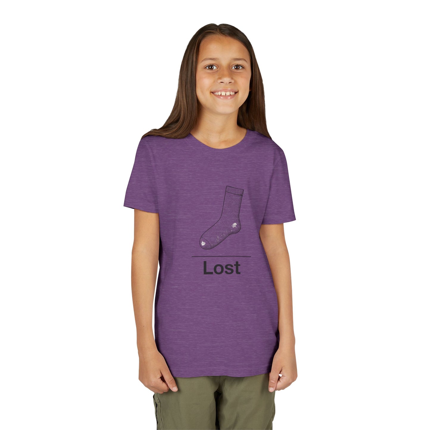 Lost Sock Youth Tee, Fun Gift for Kids, Playful Short Sleeve Shirt, Casual Summer T-Shirt, Unique Birthday Present