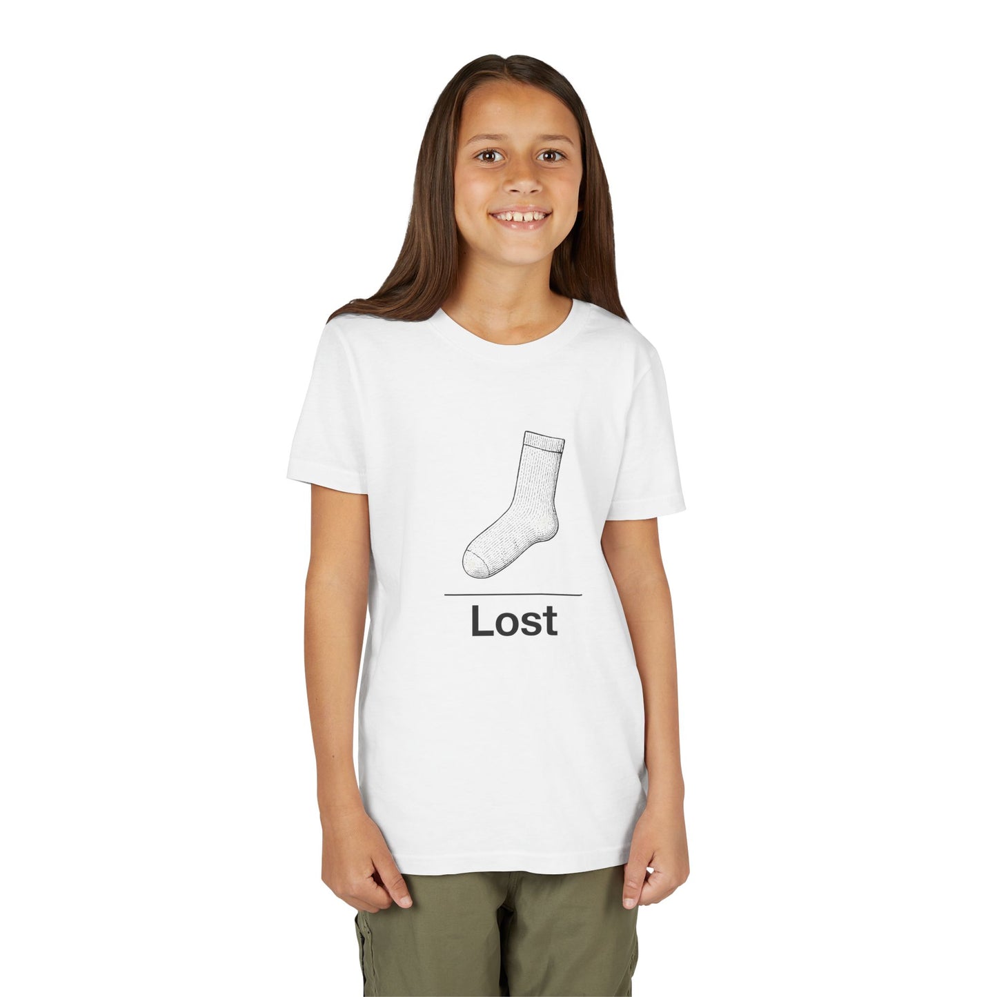Lost Sock Youth Tee, Fun Gift for Kids, Playful Short Sleeve Shirt, Casual Summer T-Shirt, Unique Birthday Present